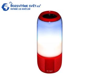 Přenosný Bluetooth LED reproduktor v elegantní červené barvě kombinuje skvělý zvuk (2×3 W) s atmosférickým osvětlením....